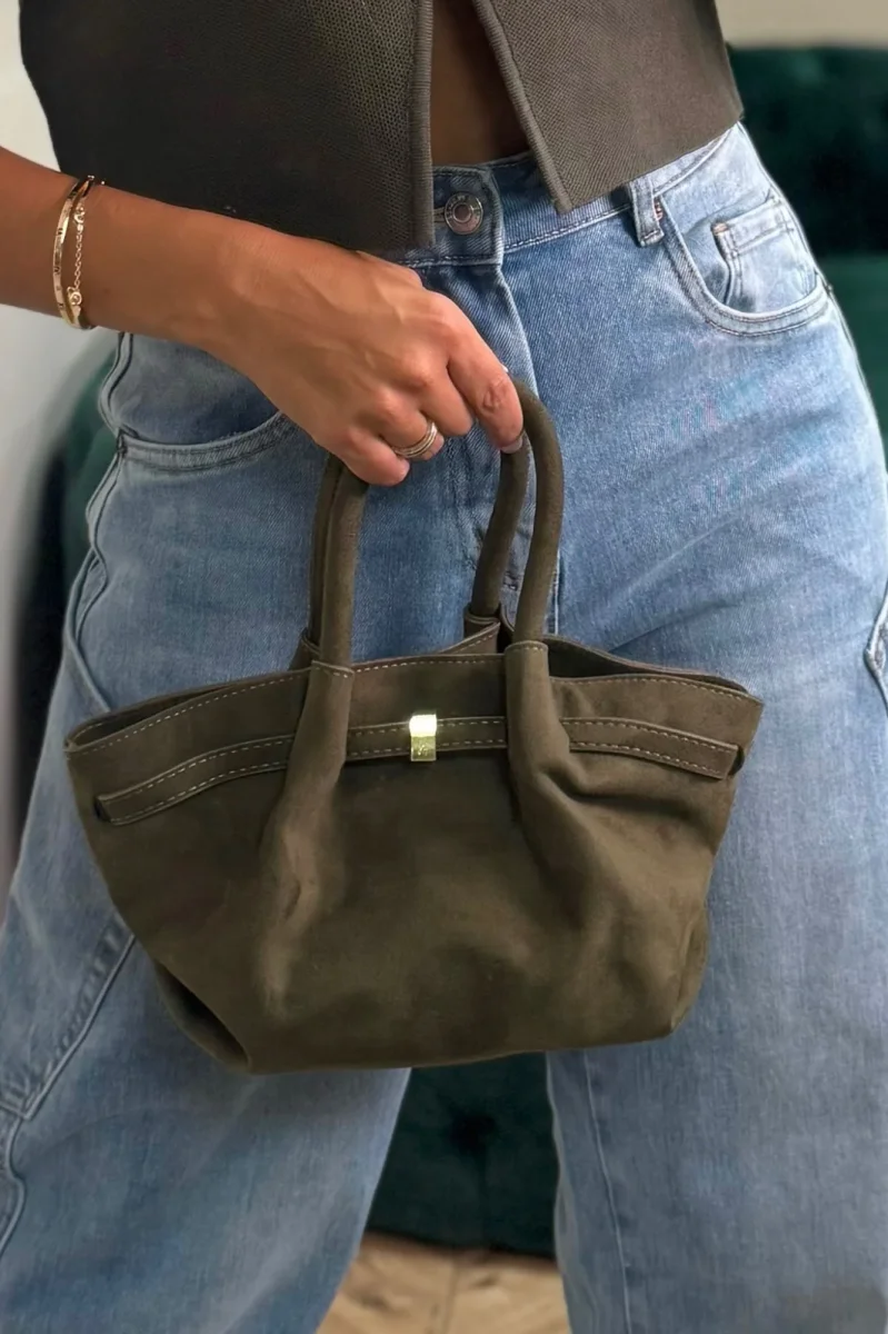 Sac à Main Suédine Plissé Élégant - Style Vintage Femme – Image 3